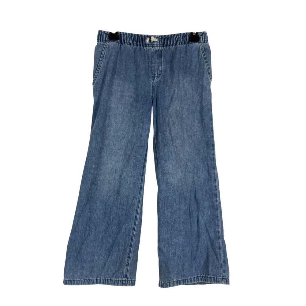 Cat & Jack Jeans Girls 14 Blue Wide Leg Pull On Elastic Waist Denim Casual